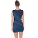 Abstract Glowing Blue Wave Lines Pattern With Particles Elements Dark Background Lace Up Front Bodycon Dress View2