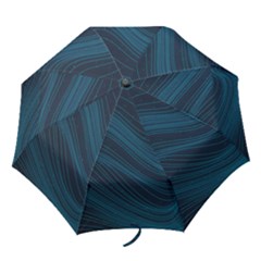 Abstract Glowing Blue Wave Lines Pattern With Particles Elements Dark Background Folding Umbrellas by Wegoenart