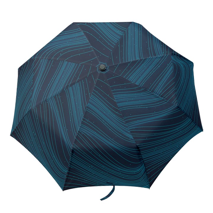 Abstract Glowing Blue Wave Lines Pattern With Particles Elements Dark Background Folding Umbrellas