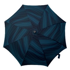 Abstract Glowing Blue Wave Lines Pattern With Particles Elements Dark Background Hook Handle Umbrellas (small) by Wegoenart