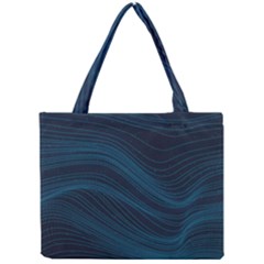 Abstract Glowing Blue Wave Lines Pattern With Particles Elements Dark Background Mini Tote Bag by Wegoenart