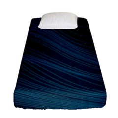 Abstract Glowing Blue Wave Lines Pattern With Particles Elements Dark Background Fitted Sheet (single Size) by Wegoenart