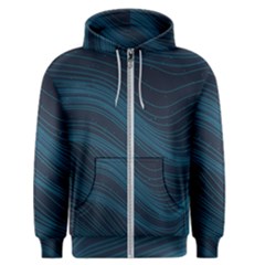 Abstract Glowing Blue Wave Lines Pattern With Particles Elements Dark Background Men s Zipper Hoodie by Wegoenart