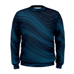 Abstract Glowing Blue Wave Lines Pattern With Particles Elements Dark Background Men s Sweatshirt by Wegoenart