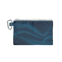 Abstract Glowing Blue Wave Lines Pattern With Particles Elements Dark Background Canvas Cosmetic Bag (small)