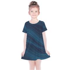 Abstract Glowing Blue Wave Lines Pattern With Particles Elements Dark Background Kids  Simple Cotton Dress by Wegoenart