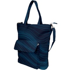 Abstract Glowing Blue Wave Lines Pattern With Particles Elements Dark Background Shoulder Tote Bag by Wegoenart