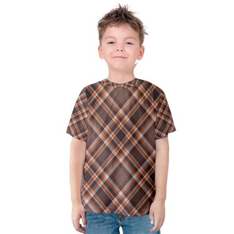 Tartan Scotland Seamless Plaid Pattern Vintage Check Color Square Geometric Texture Kids  Cotton Tee by Wegoenart