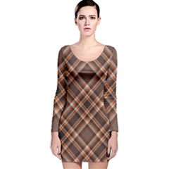 Tartan Scotland Seamless Plaid Pattern Vintage Check Color Square Geometric Texture Long Sleeve Velvet Bodycon Dress