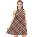 Tartan Scotland Seamless Plaid Pattern Vintage Check Color Square Geometric Texture Halter Neckline Chiffon Dress  View1