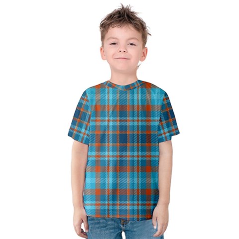 Tartan Scotland Seamless Plaid Pattern Vintage Check Color Square Geometric Texture Kids  Cotton Tee by Wegoenart