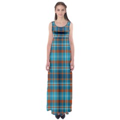 Tartan Scotland Seamless Plaid Pattern Vintage Check Color Square Geometric Texture Empire Waist Maxi Dress