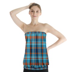 Tartan Scotland Seamless Plaid Pattern Vintage Check Color Square Geometric Texture Strapless Top by Wegoenart