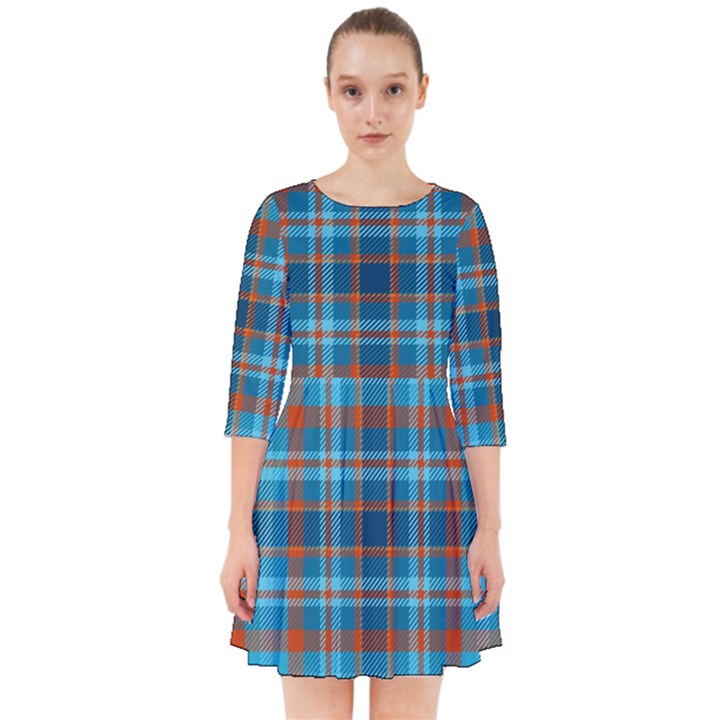 Tartan Scotland Seamless Plaid Pattern Vintage Check Color Square Geometric Texture Smock Dress