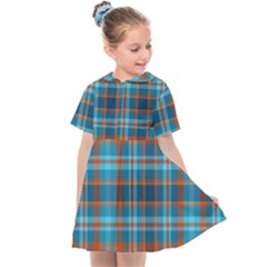 Tartan Scotland Seamless Plaid Pattern Vintage Check Color Square Geometric Texture Kids  Sailor Dress by Wegoenart