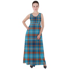 Tartan Scotland Seamless Plaid Pattern Vintage Check Color Square Geometric Texture Empire Waist Velour Maxi Dress