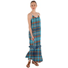 Tartan Scotland Seamless Plaid Pattern Vintage Check Color Square Geometric Texture Cami Maxi Ruffle Chiffon Dress