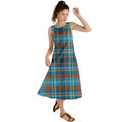 Tartan Scotland Seamless Plaid Pattern Vintage Check Color Square Geometric Texture Summer Maxi Dress