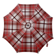 Red Abstract Check Textile Seamless Pattern Hook Handle Umbrellas (large)