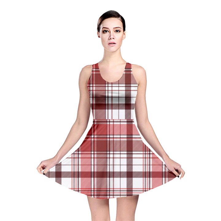 Red Abstract Check Textile Seamless Pattern Reversible Skater Dress