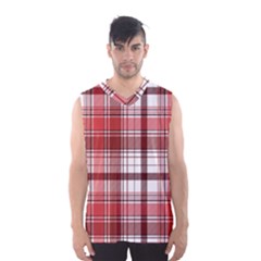 Red Abstract Check Textile Seamless Pattern Men s Basketball Tank Top