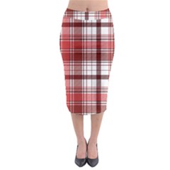 Red Abstract Check Textile Seamless Pattern Midi Pencil Skirt