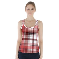 Red Abstract Check Textile Seamless Pattern Racer Back Sports Top