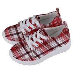 Red Abstract Check Textile Seamless Pattern Kids  Lightweight Sports Shoes