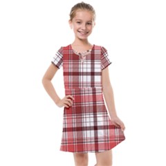 Red Abstract Check Textile Seamless Pattern Kids  Cross Web Dress