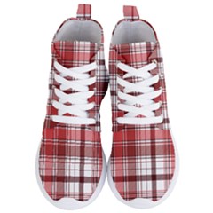 Red Abstract Check Textile Seamless Pattern Women s Lightweight High Top Sneakers by Wegoenart