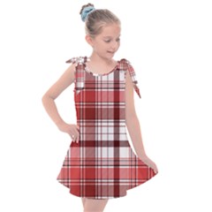 Red Abstract Check Textile Seamless Pattern Kids  Tie Up Tunic Dress