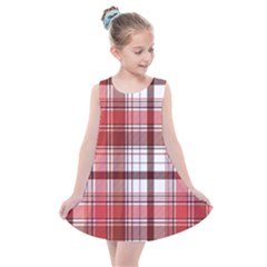 Red Abstract Check Textile Seamless Pattern Kids  Summer Dress