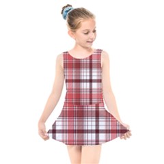 Red Abstract Check Textile Seamless Pattern Kids  Skater Dress Swimsuit