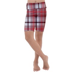 Red Abstract Check Textile Seamless Pattern Kids  Lightweight Velour Cropped Yoga Leggings