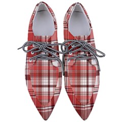 Red Abstract Check Textile Seamless Pattern Women s Pointed Oxford Shoes