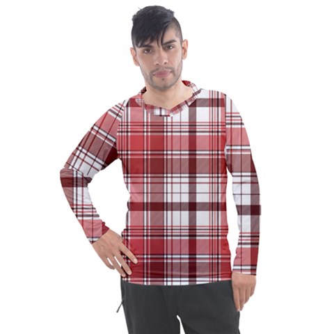 Red Abstract Check Textile Seamless Pattern Men s Pique Long Sleeve Tee by Wegoenart