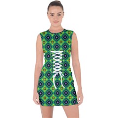 Df Pintonido Lace Up Front Bodycon Dress by deformigo