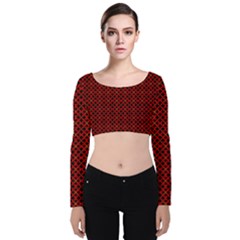 Df Pointsettia Velvet Long Sleeve Crop Top by deformigo