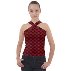 Df Pointsettia Cross Neck Velour Top by deformigo