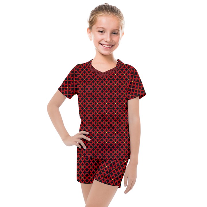 DF Pointsettia Kids  Mesh Tee and Shorts Set