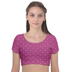 Df Calliandra Velvet Short Sleeve Crop Top  by deformigo