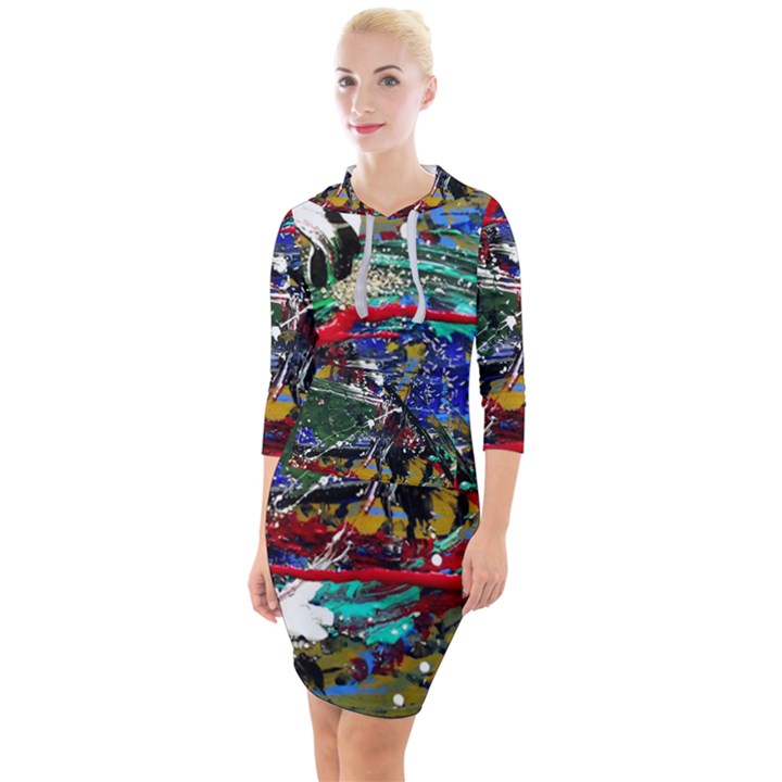 Speleology 1 1 Quarter Sleeve Hood Bodycon Dress