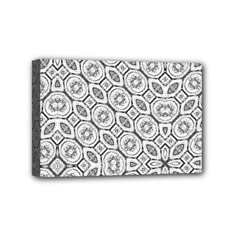 Black And White Baroque Ornate Print Pattern Mini Canvas 6  x 4  (Stretched)