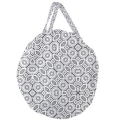 Black And White Baroque Ornate Print Pattern Giant Round Zipper Tote