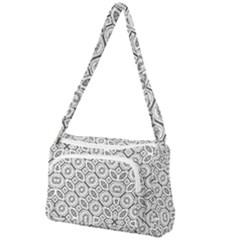 Black And White Baroque Ornate Print Pattern Front Pocket Crossbody Bag by dflcprintsclothing