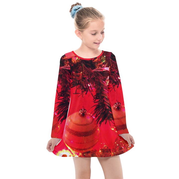 Christmas Tree  1 4 Kids  Long Sleeve Dress