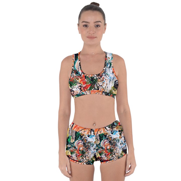 Lilies In A Vase 1 2 Racerback Boyleg Bikini Set