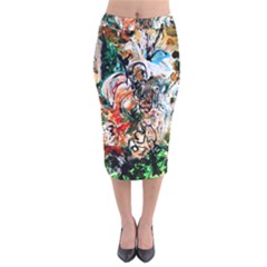 Lilies In A Vase 1 2 Velvet Midi Pencil Skirt by bestdesignintheworld