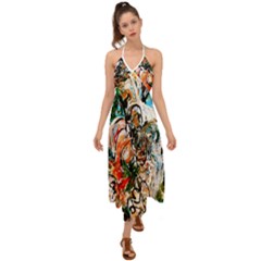 Lilies In A Vase 1 2 Halter Tie Back Dress 