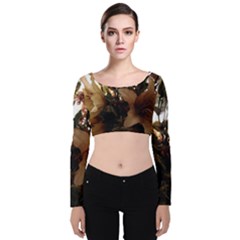 Lilies 1 1 Velvet Long Sleeve Crop Top by bestdesignintheworld